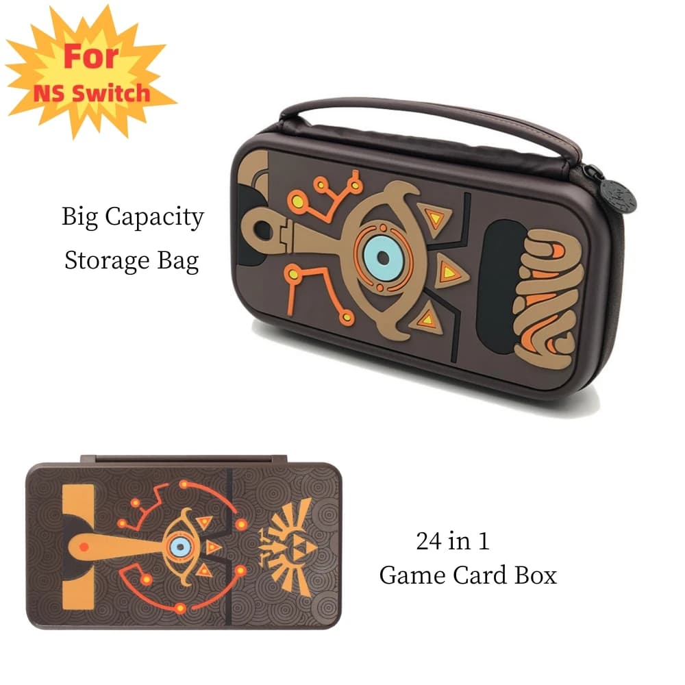 Per Zelda Sheikah Borsa portaoggetti in stile ardesia con custodia per carte da gioco 2 in 1 per accessori per console di gioco NS Switch