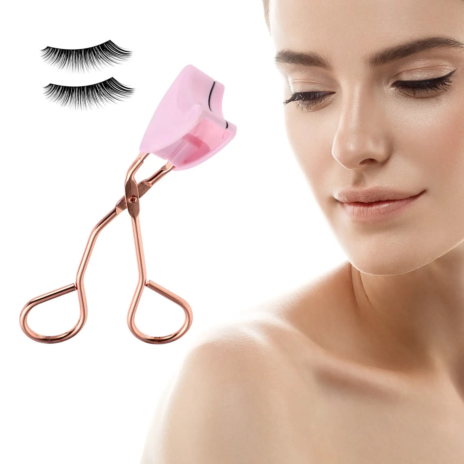 Piegaciglia Professionale in Acciaio Inossidabile, Clip per Ciglia Finte, Strumento per Trucco, Piegaciglia a Lunga Durata per Ciglia Naturali per Donne e Ragazze