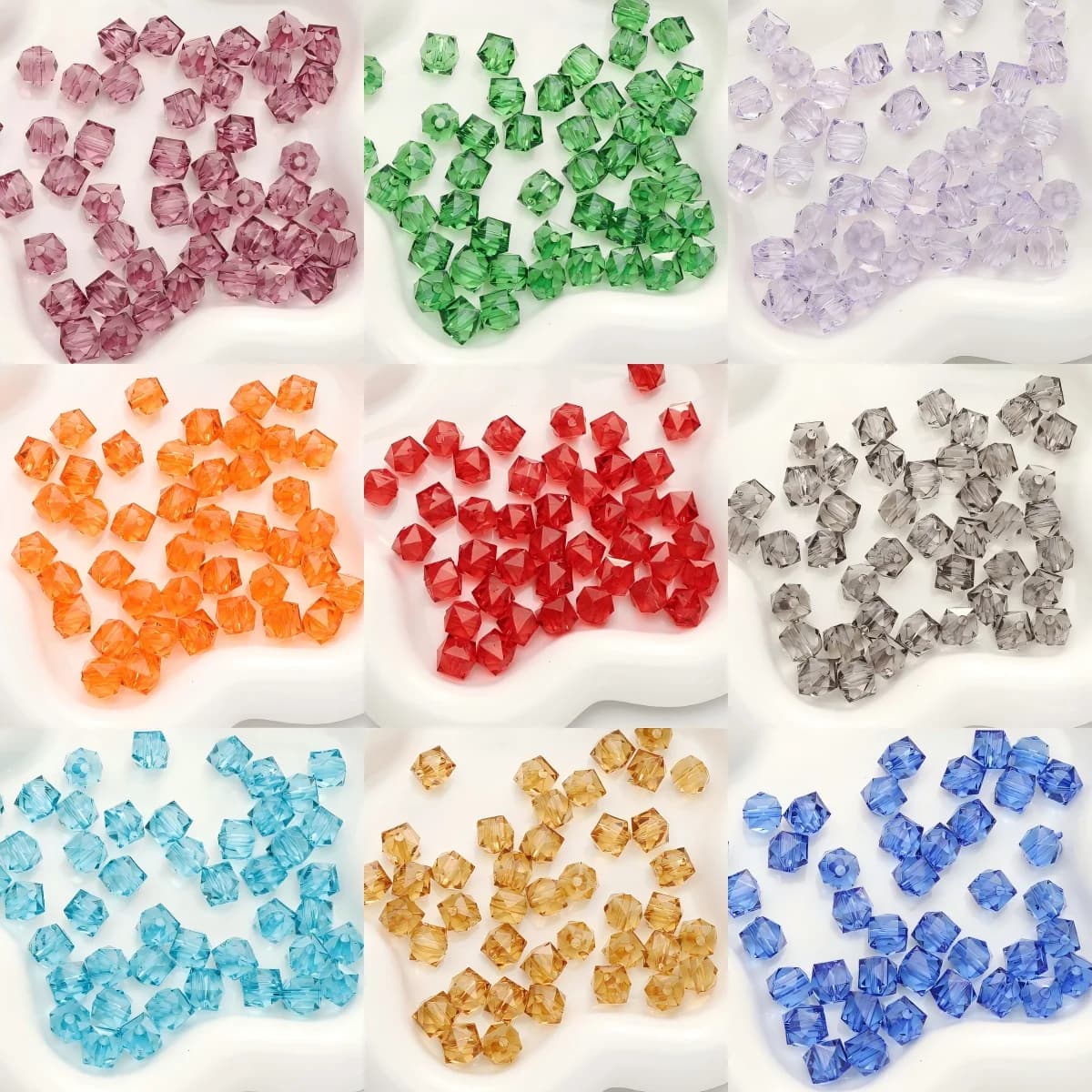 30Pcs 10mm Faceted Cube Acrylic Beads Loose Spacer Beads for DIY Bracelet Necklace Earrings Handmade Jewelry Making Supplies