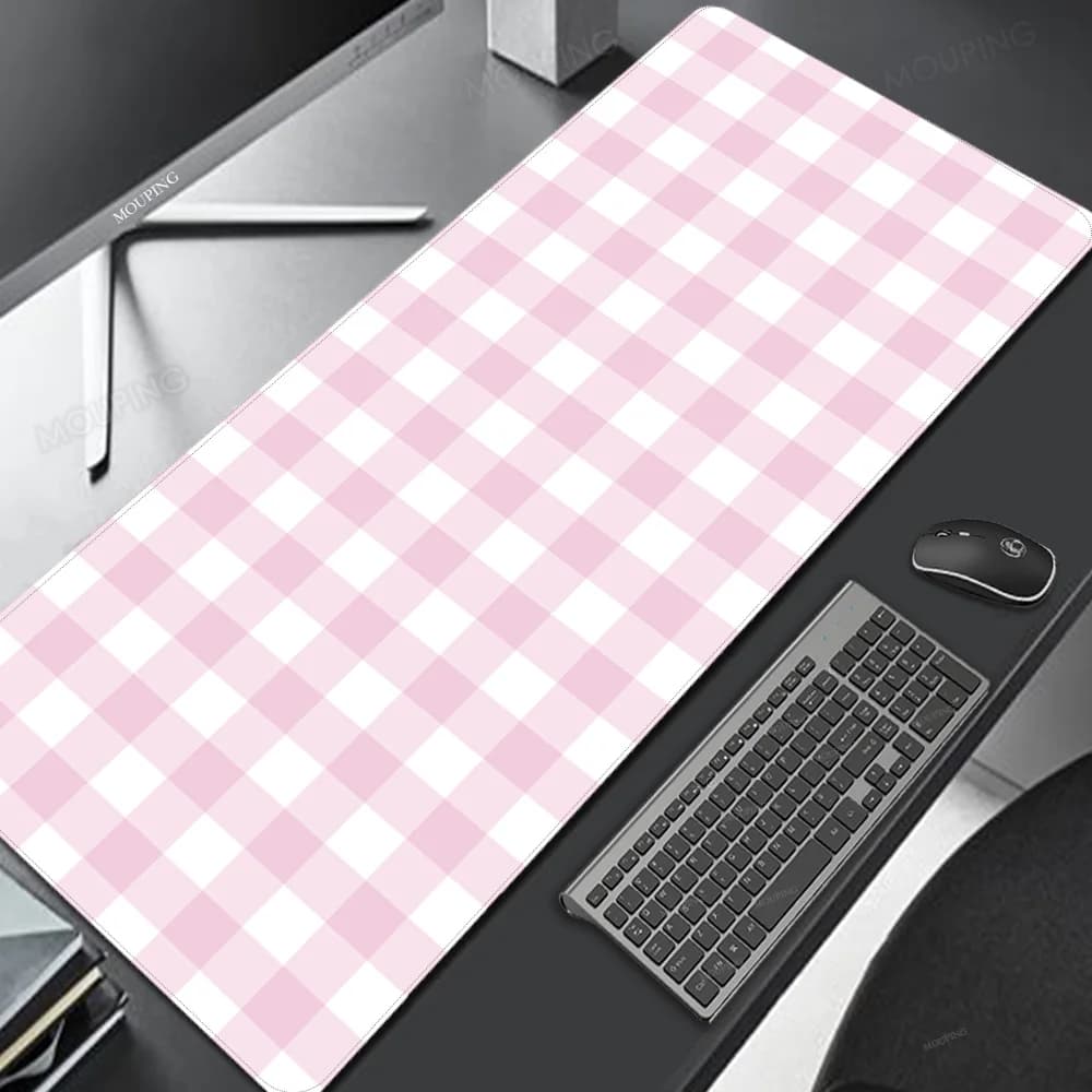 Tappetino per mouse a reticolo rosa Tappetino per mouse carino Kawaii Tappetino per scrivania Gaming Laptop Tappeto per ufficio Tastiera Tastiera meccanica per giocatori Tappetini per mouse