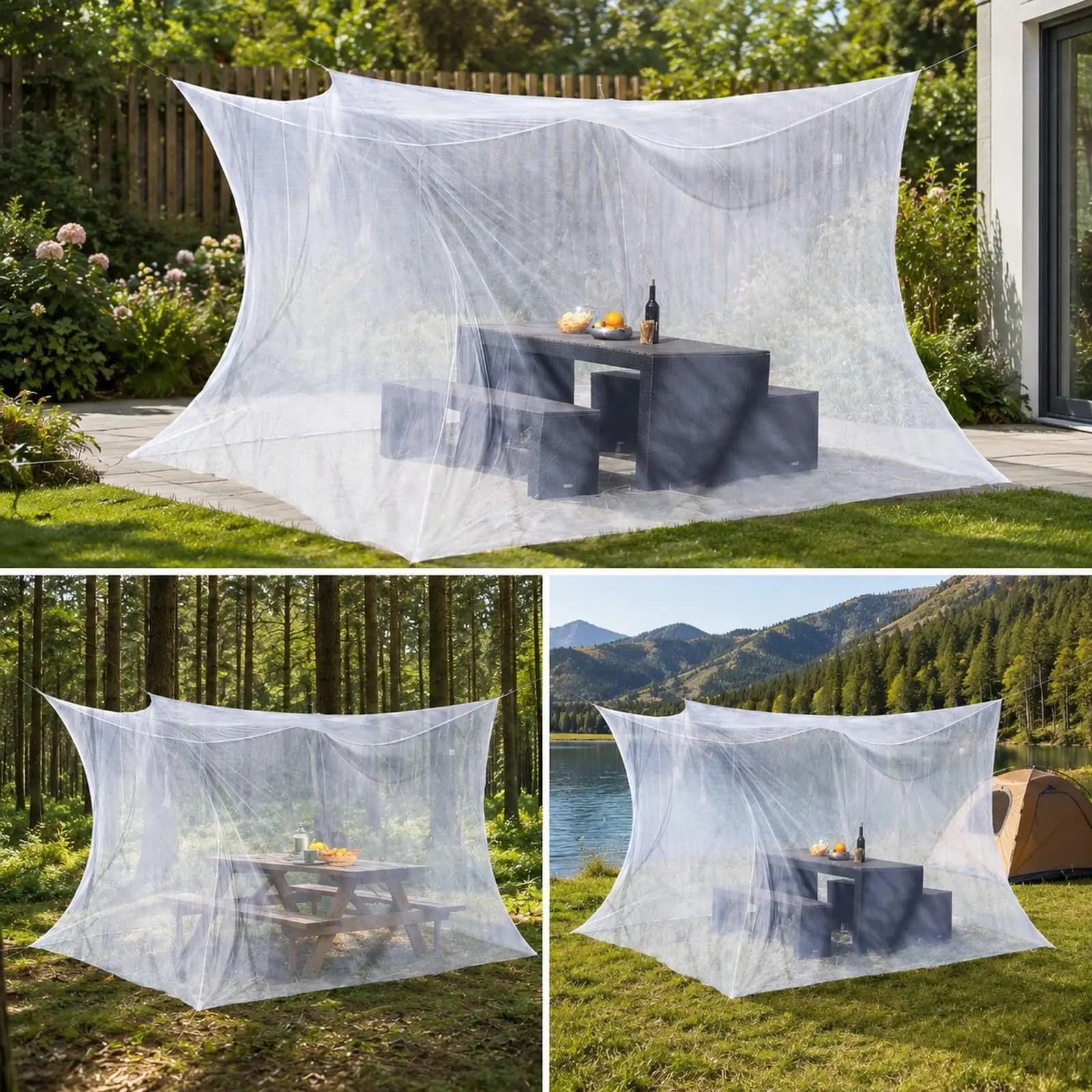 Net for Patio Netting Curtains Hanging Kit Bird Protection Protection Single Openings Large for Travel Fishing Patio Camping