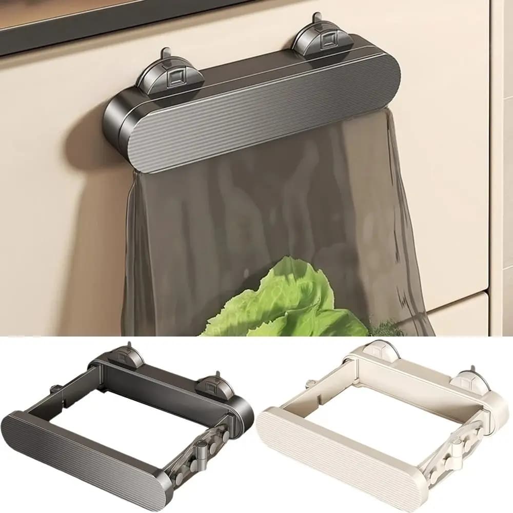Retractable Suction Cup Trash Rack Waterproof Portable Foldable Garbage Holder Space-saving Multifunctional Rubbish Bag Rack