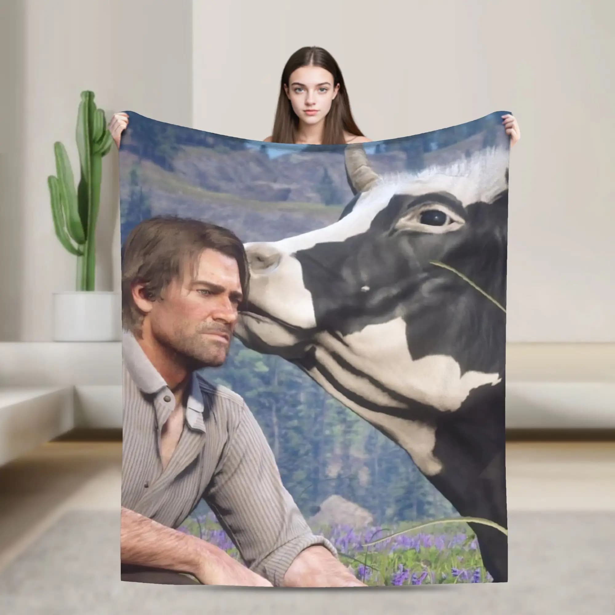Coperta da tiro in pile per bovini Arthur Morgan RDR2 Coperte da gioco per divano, copriletto caldo per auto
