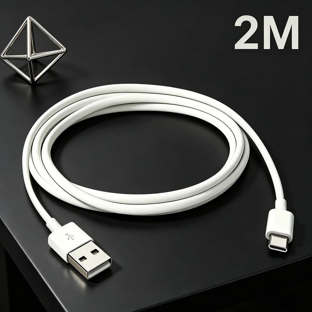 Cavo di ricarica USB-A a USB-C da 2M, 1 pezzo, ricarica rapida e sincronizzazione dati, cavo Type-C per telefono, tablet, smartwatch, power bank, caricabatterie da auto