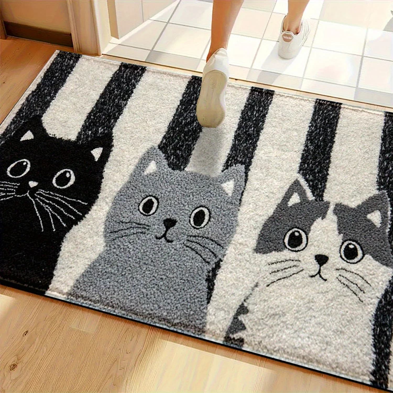 Non-slip Striped Cat Carpet Soft Door Carpet Anti-slip Mat Bedroom Mat Living Room Mat Outdoor Carpet