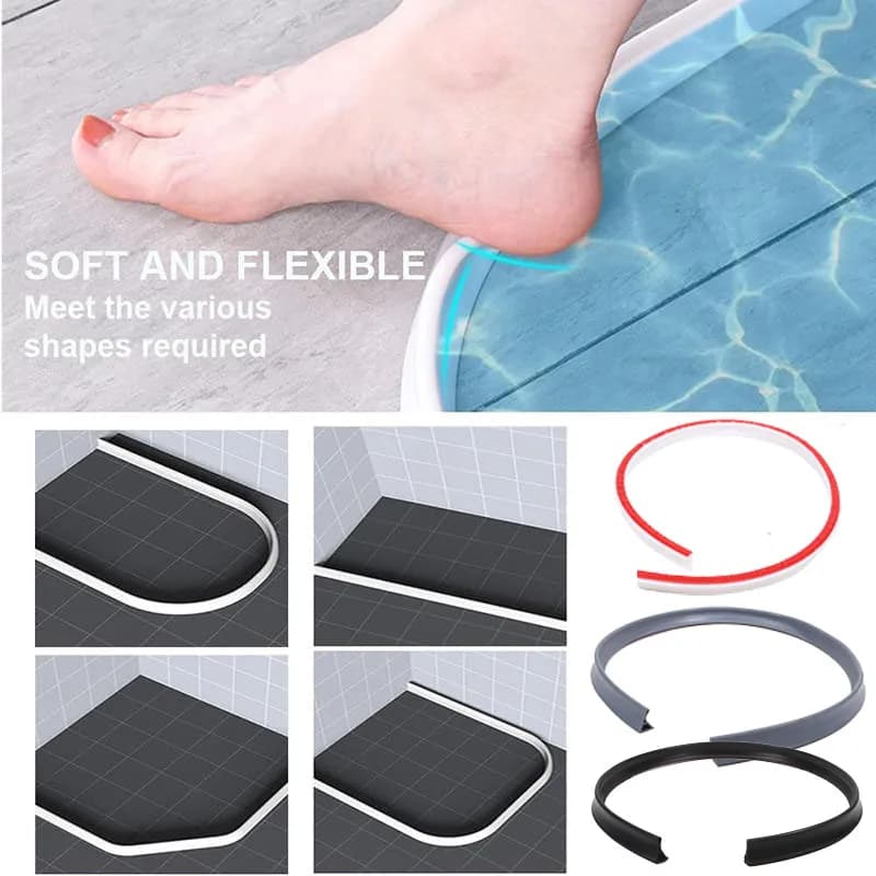 Barriera per Doccia in Silicone da 100cm, Striscia Impermeabile per Bagno, Striscia di Ritenzione Acqua Pieghevole, Guarnizione per Fondo Porta