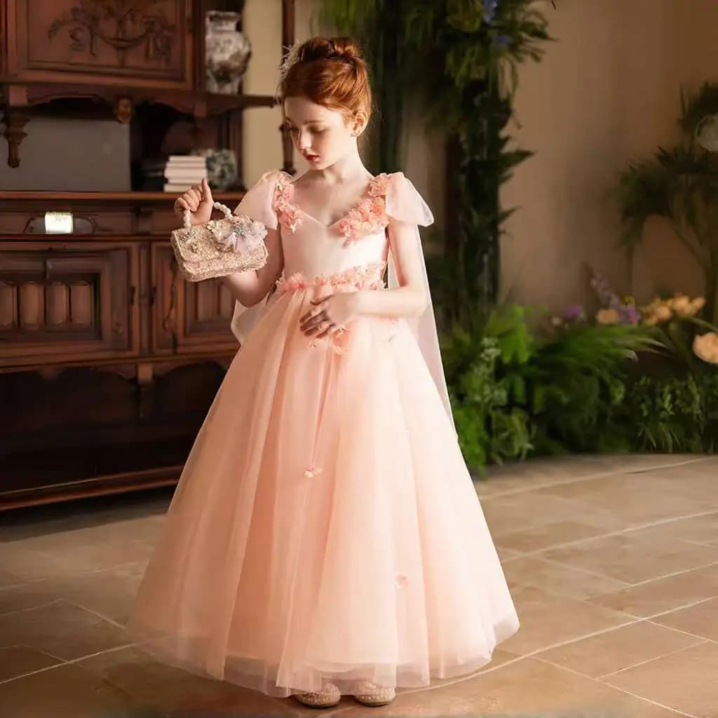 Jill Wish J142 Elegante abito da ragazza di fiori cipria Fiore fatto a mano Abito da principessa giallo per bambini Matrimonio Compleanno Comunione Festa
