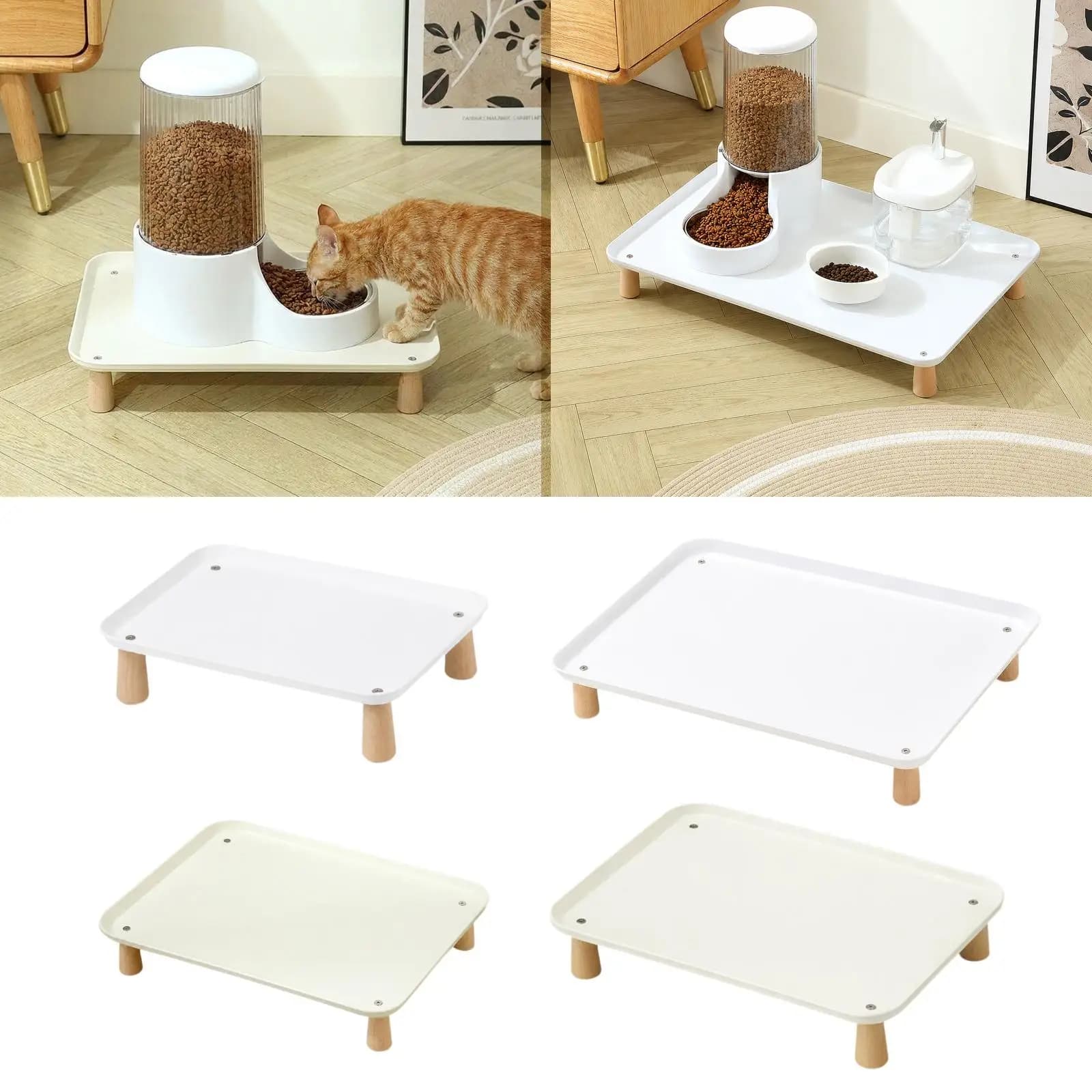 Raised Pet Feeder Stand Dog Bowl Stand Supplies Multifunctional Ergonomic Cat Dog Bowl Tray for Food Dispenser Cats and Dogs
