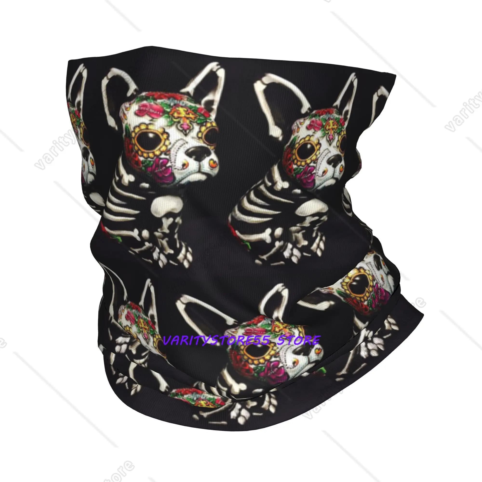 Day of the Dead Dog Print Bandana Neck Gaiter Printed Wrap Mask Scarf Multifunction Balaclava Cycling Unisex Adult