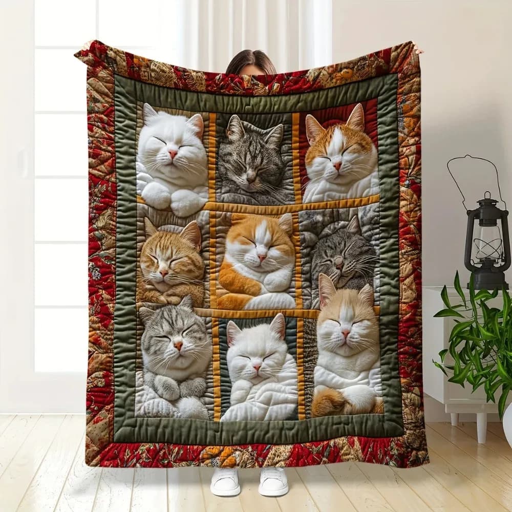 Covered in Plush for Cat Lovers - Morbida Cover for Sofa, Pisolini, Pause in Office, Travel, Camping - Gift Perfect for Home Furniture
