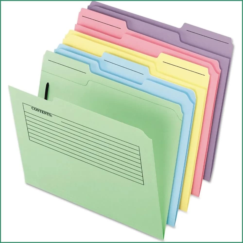 Assorted Letter-Size Top-Tab Folders with Fastener, 30-Pack for Organized Filing
