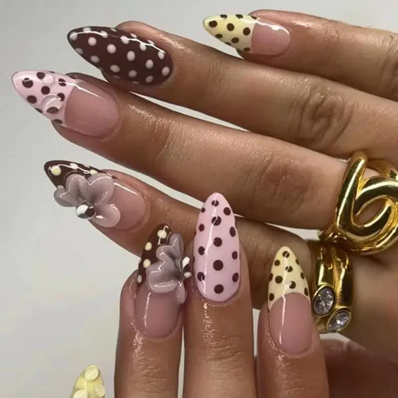 Wearing Nail Art Three-dimensional Flower Wave Dot Bubble Fake Nail Patch Removable Wearable Nail Pieces 30 66