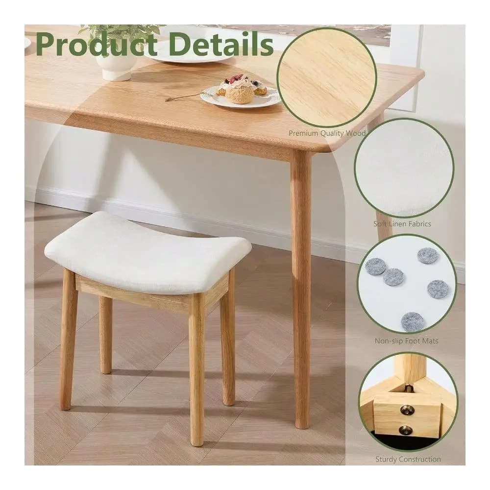 Sgabello con cuscino a sella da 18 pollici, sedia da trucco per soggiorno, poggiapiedi moderno, ottomana, panca per pianoforte, piccolo sgabello imbottito
