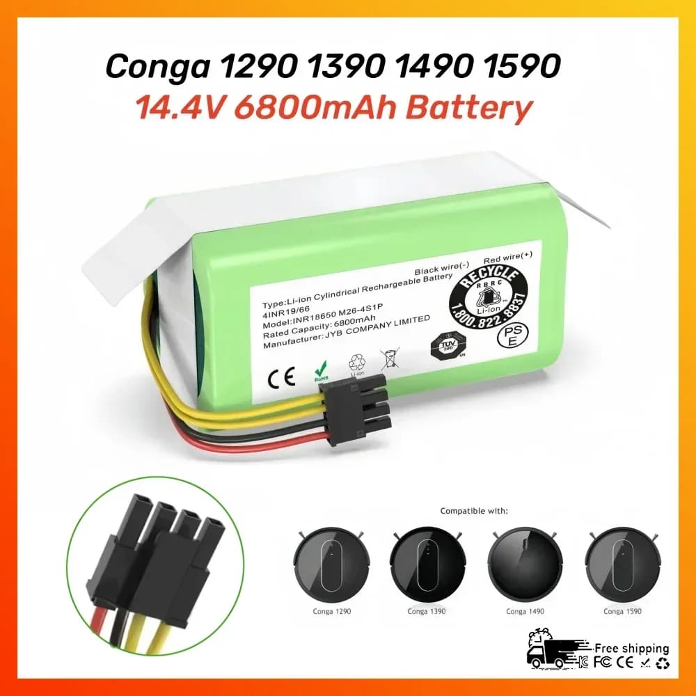 Batteria di ricambio originale 14.4V 2600mAh per Proscenic Cocoa Smart 780T,790T Robot,Conga 1290 1390 1490 1590 Aspirapolvere