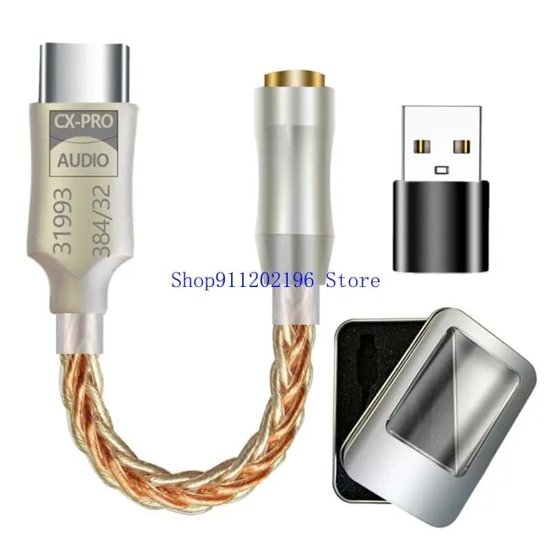 P82A USB C to 3.5mm Sound Adapter Type C Headphone Adapter DAC Cable Sound Adapter