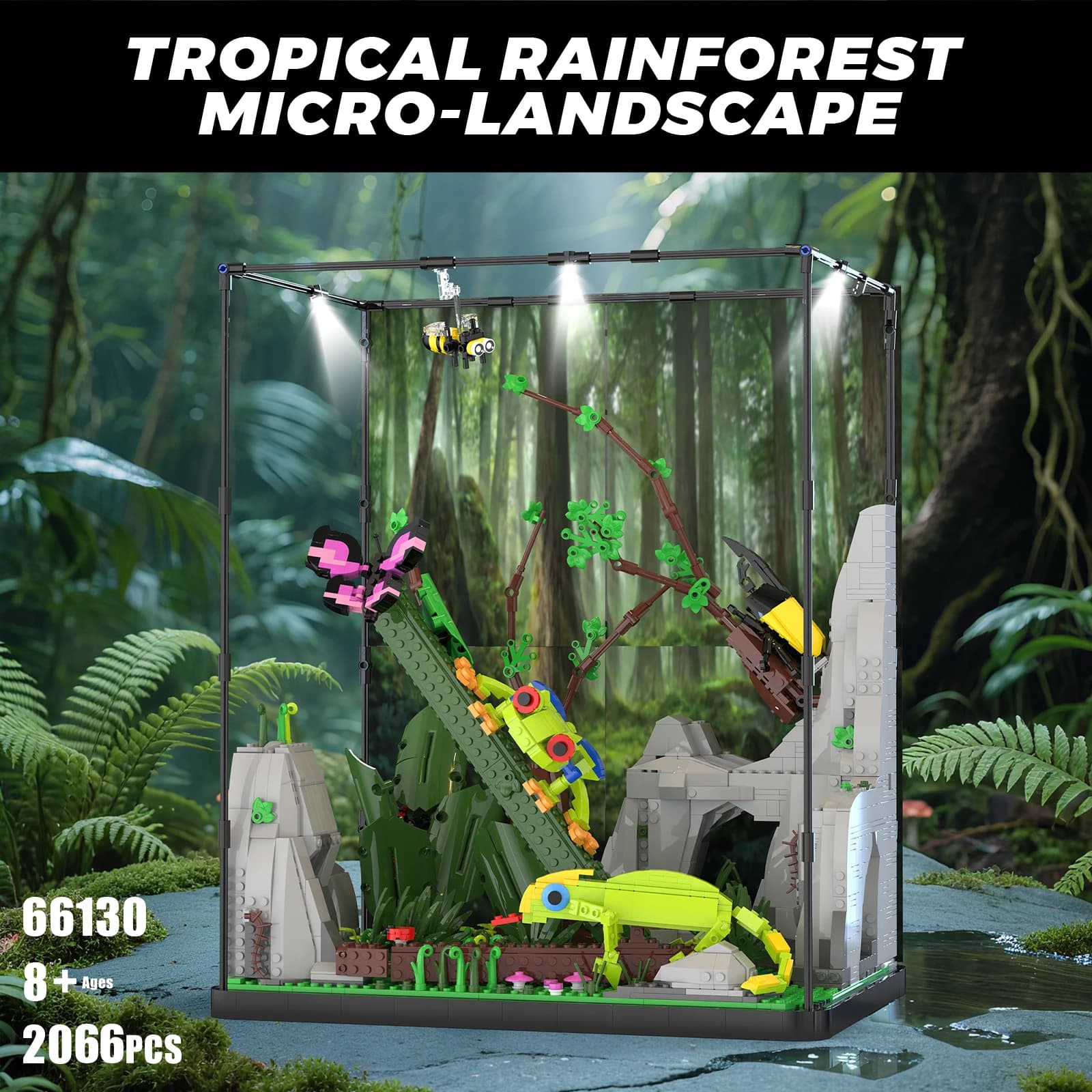 Set di Costruzioni Educative da 2066 Pezzi, Modello di Foresta Tropicale MOC, Gioco Creativo per Bambini