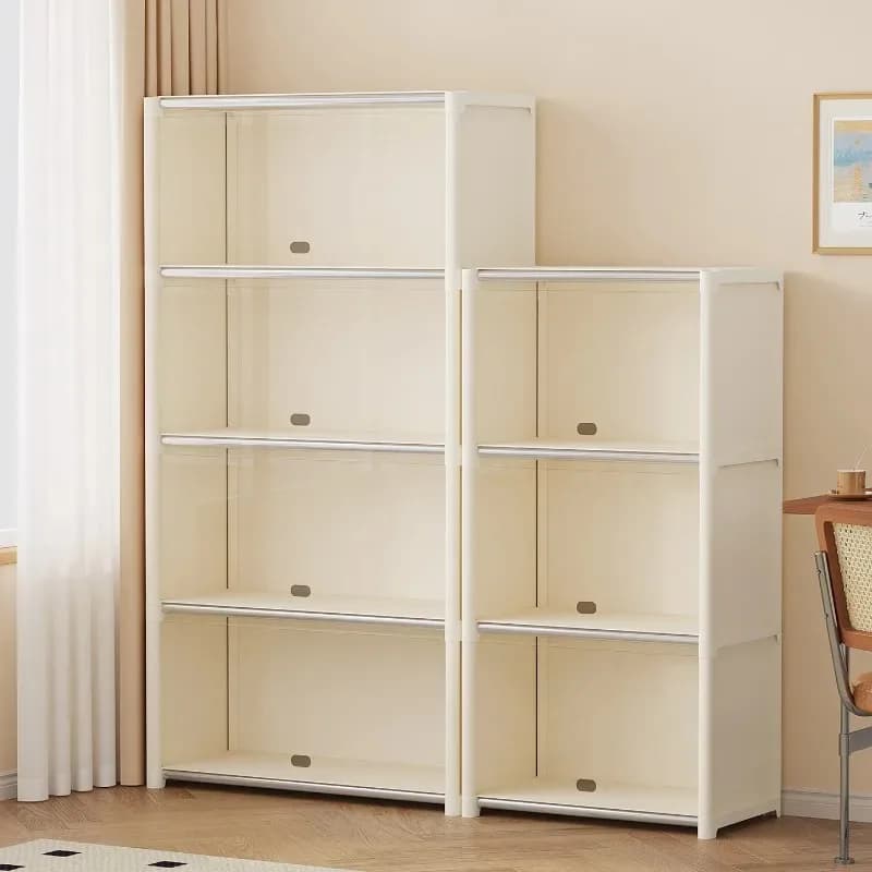 Bookshelf transparent visual dustproof simple bookcase free combination floor shelf cabinet does not take up space rental