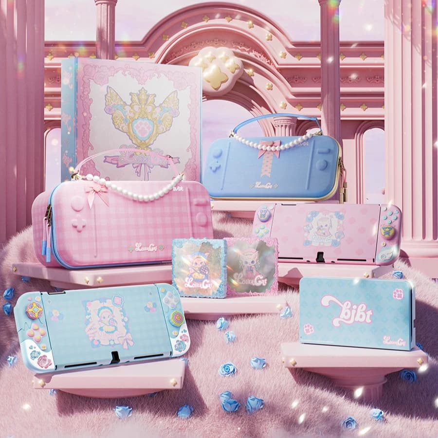 Custodia protettiva per interruttore stile Kawaii Lolita compatibile con controller console Nintendo Switch 2/OLED Joy-Con Cover regalo per ragazza