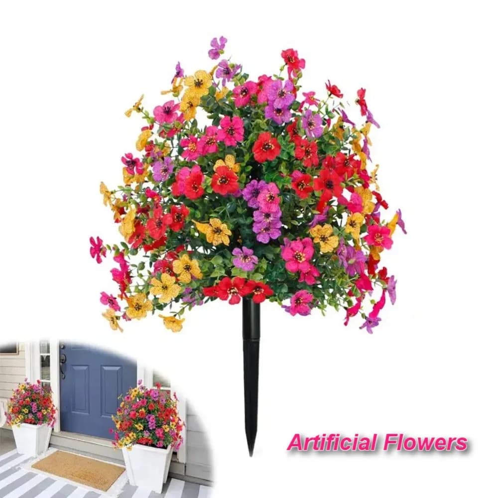 Artificial Flowers for Outdoor Indoor Garden Home Decoration Faux Daisy with Eucalyptus Leaves Fake Plants Greenery Porch Patio