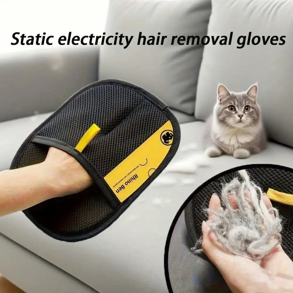 Guanti statici per la depilazione degli animali domestici da 1 pezzo: rullo per pelucchi riutilizzabile su entrambi i lati, design facile da lavare, per divano, moquette, mobili