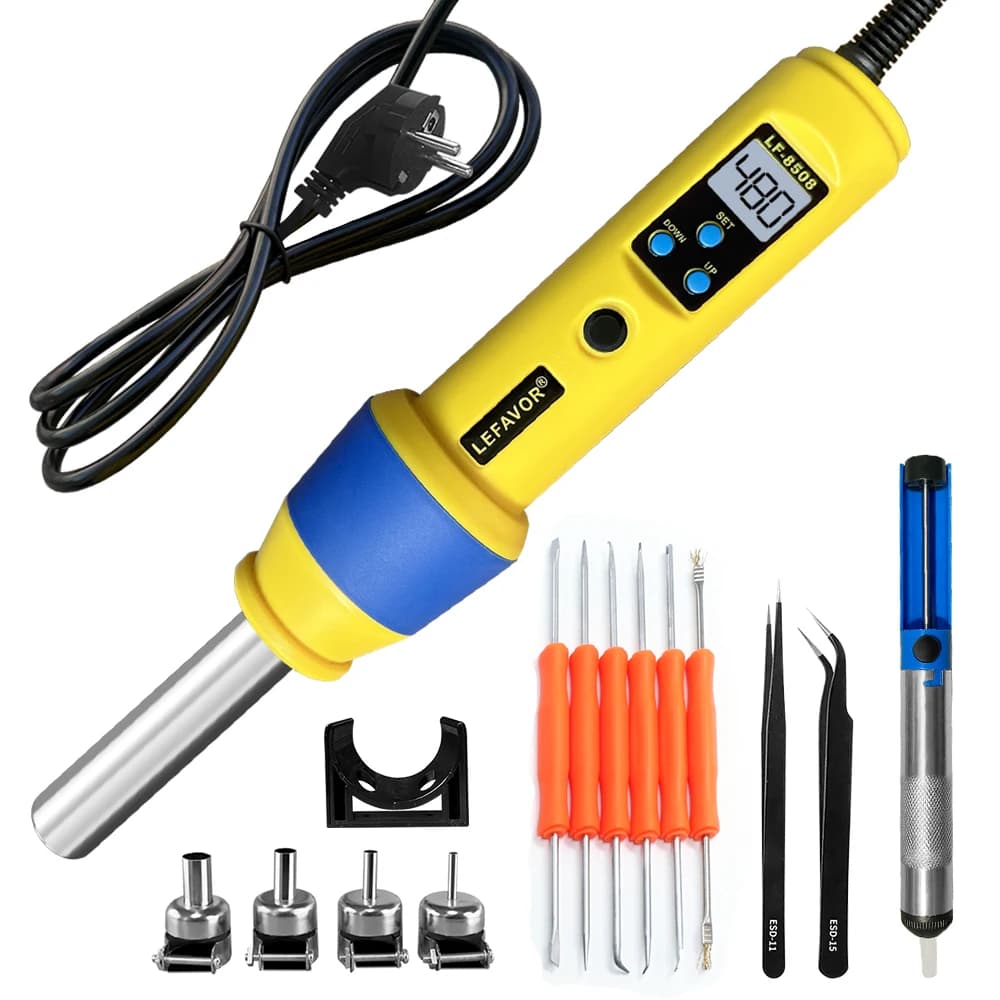 LEFAVOR 110V 220V LCD Digitale Calore Pistola Ad Aria Calda Dissaldatura Stazione di Saldatura Temperatura Regolabile IC SMD BGA 8018 LCD8508