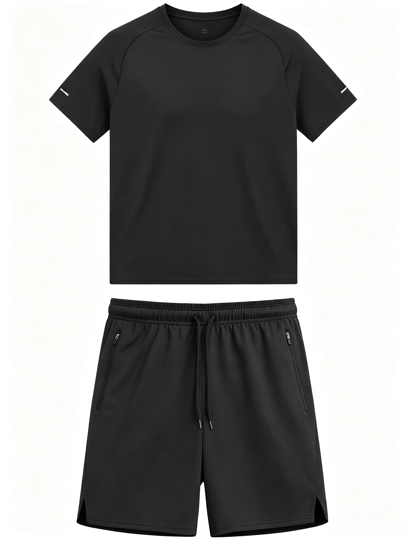 New Summer Men's Simple Quick-drying Round Neck T-shirt Mesh Shorts Men's Sportswear Two-piece Daily Sportswear
