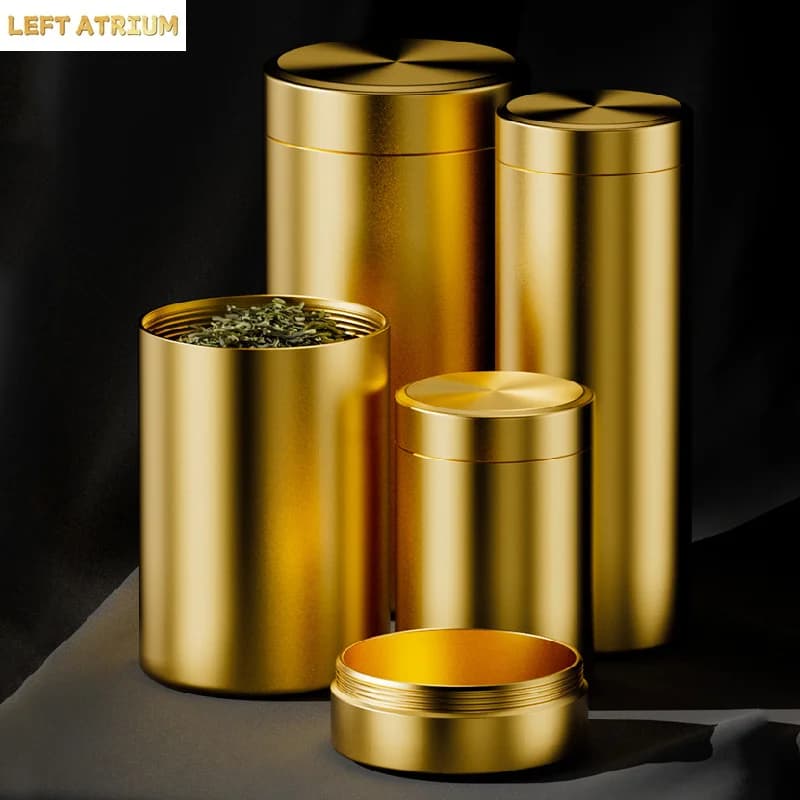 Titanium Aluminum Alloy Storage Bottle Travel Portable Tea Metal Mini Storage Box Nuts Candy Food Metal Container Storage Tank