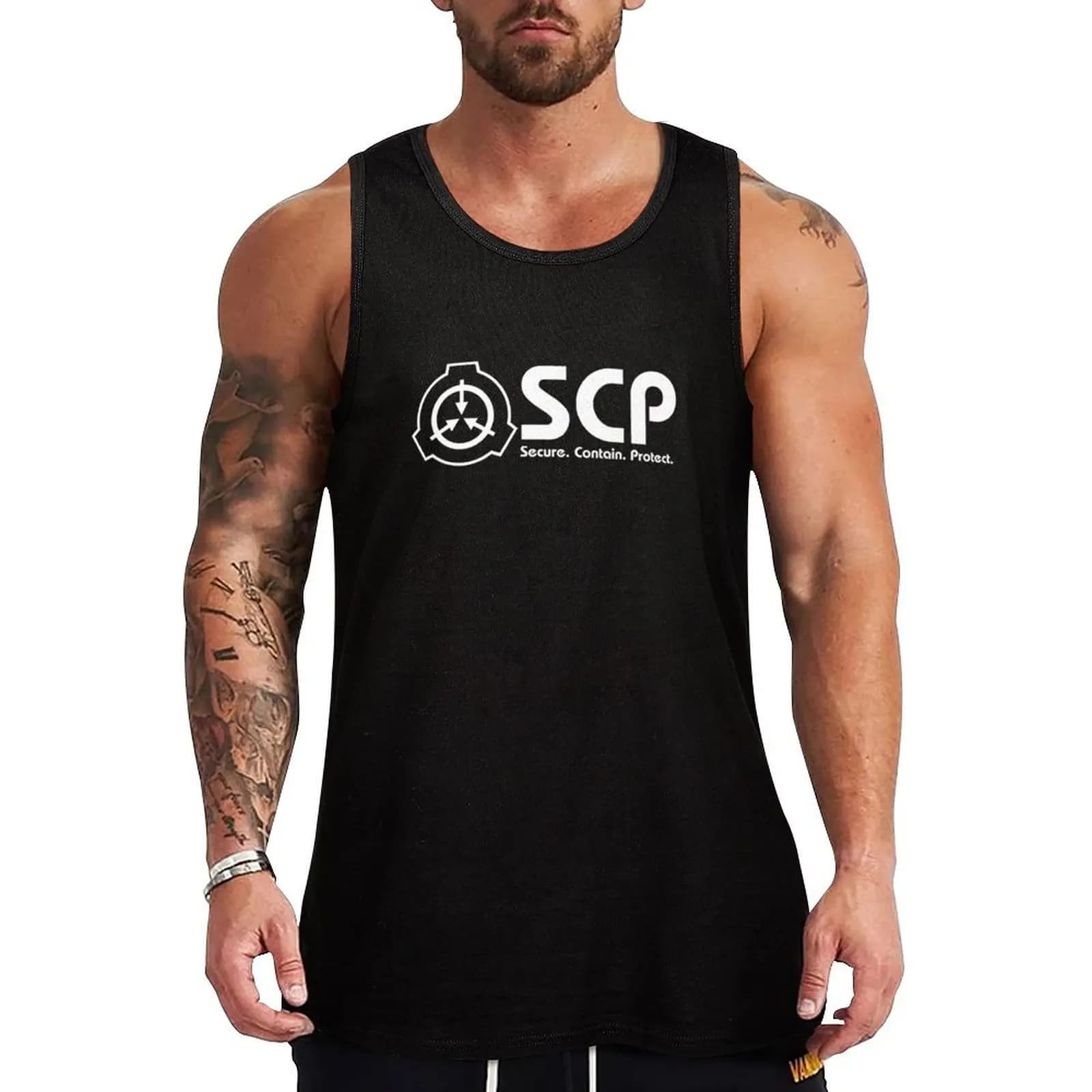 Logo della Fondazione SCP Essential Tank Top Maglietta da spiaggia senza maniche casual per le vacanze