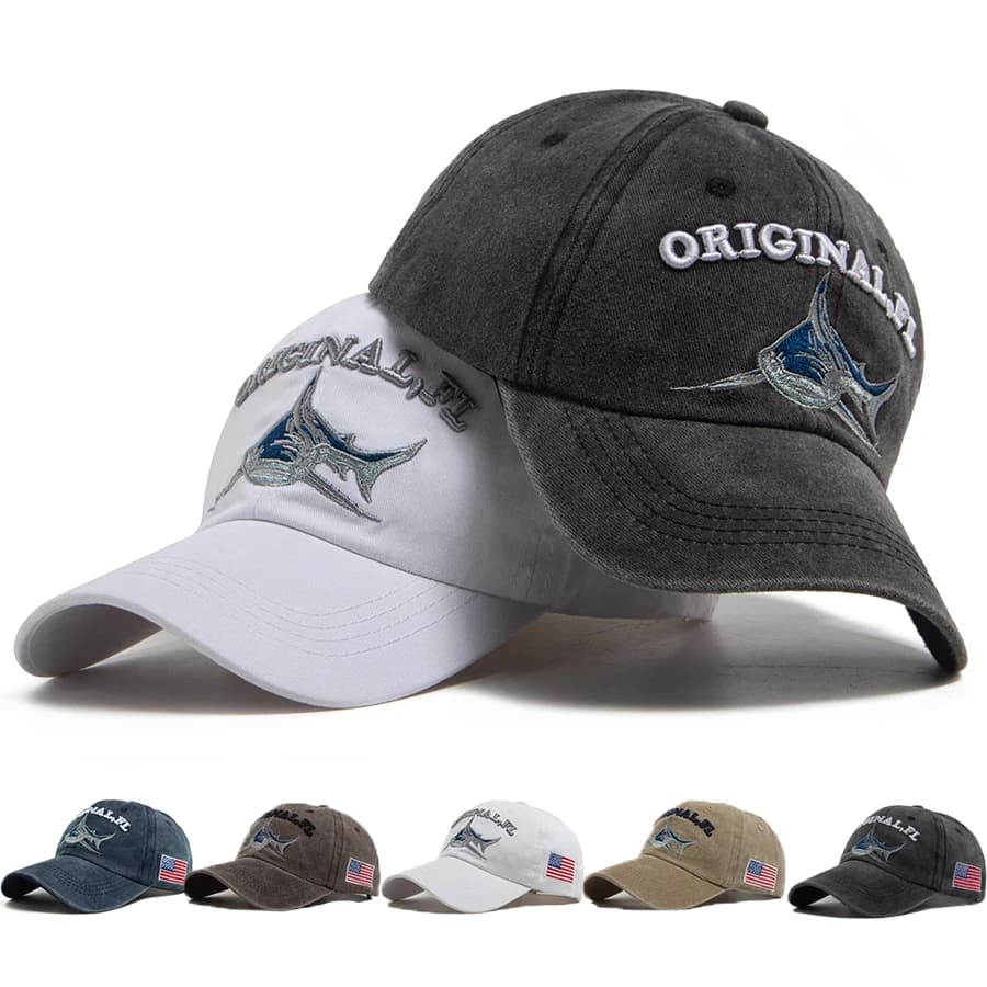 National flag Shark Design Baseball Cap Men Wash Snapback Summer For Outdoor Travel Visor Sun Hat Women Casual Soft Top Cap