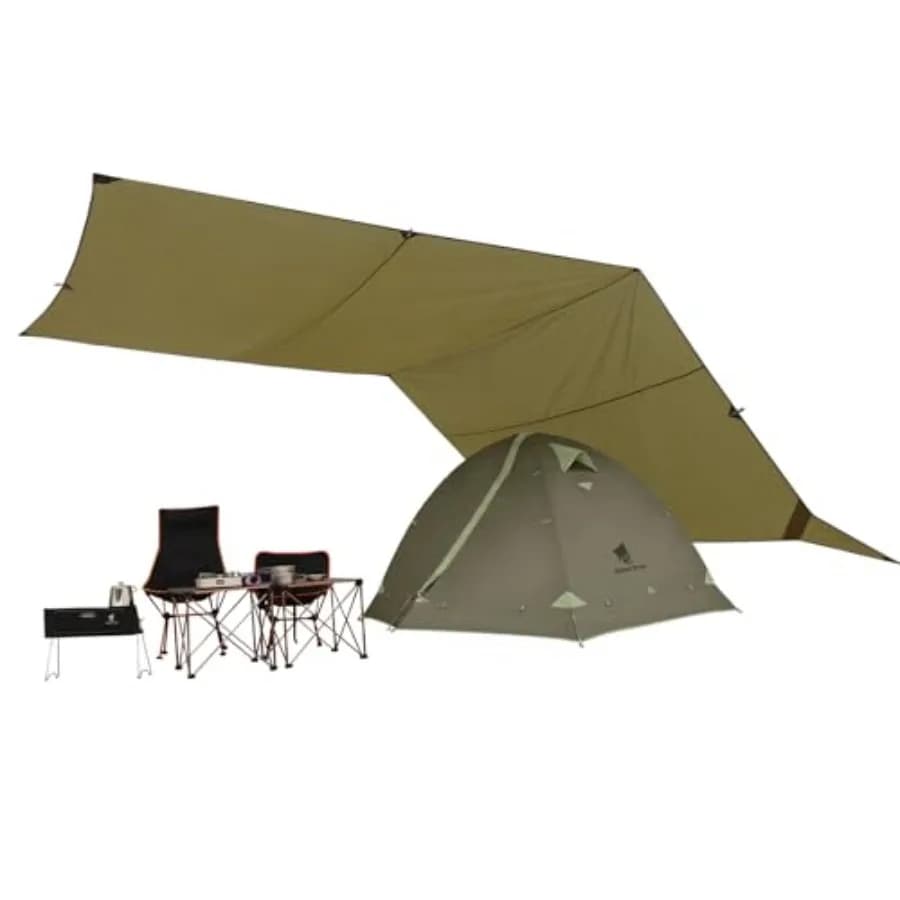 Telo Tenda da Campeggio Grande 17 × 10 Piedi, Impermeabile, Ignifugo, per Esterni, Telo Antipioggia per Amaca, Riparo per Tenda da Backpacking per Escursioni
