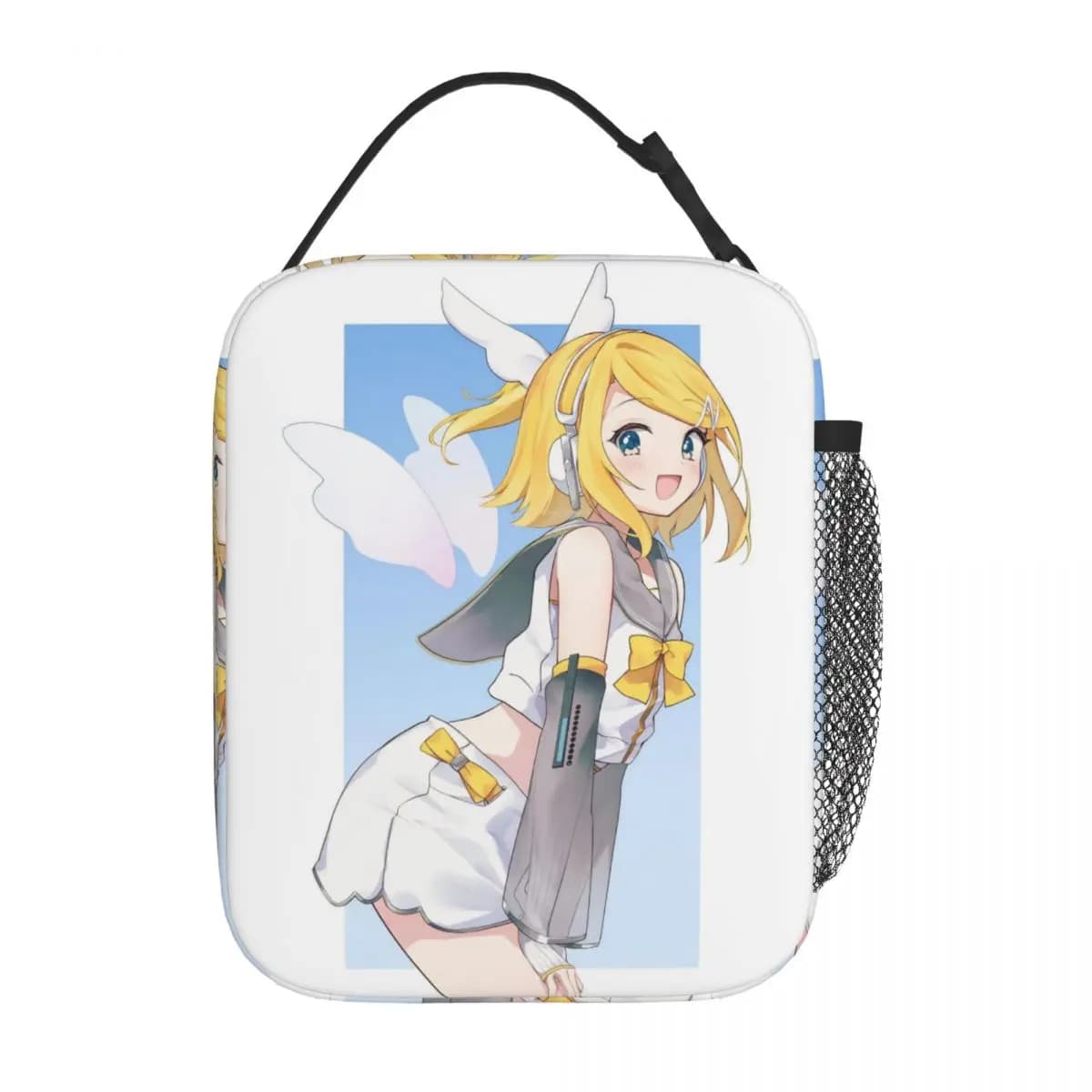 Kagamine Rin Anime Borsa per il pranzo isolata Contenitore per pasti portatile Borsa termica Borsa per il pranzo Tote College Picnic Borse per alimenti