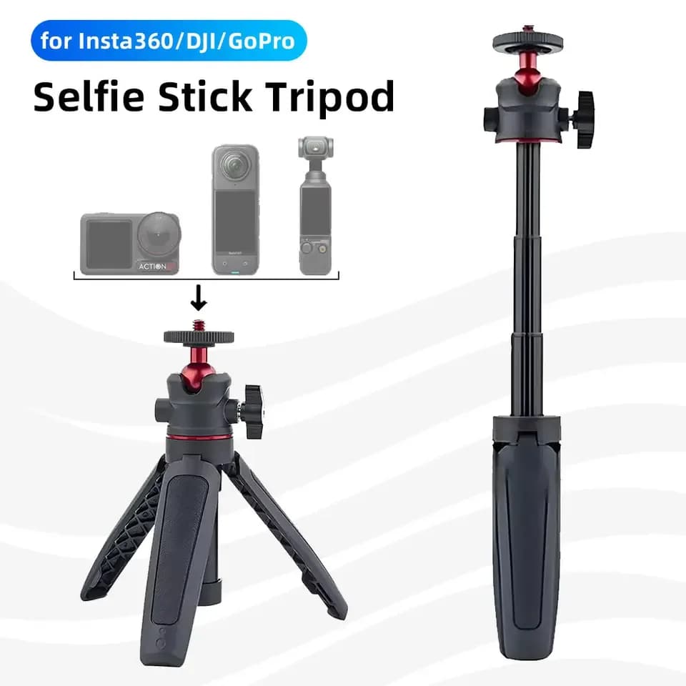 Asta Selfie con Treppiede per Insta360 X4 X3 Ace Pro 2 DJI Action 5 4 Pro Pocket 3 GoPro, Accessori per Asta Selfie con Supporto Treppiede