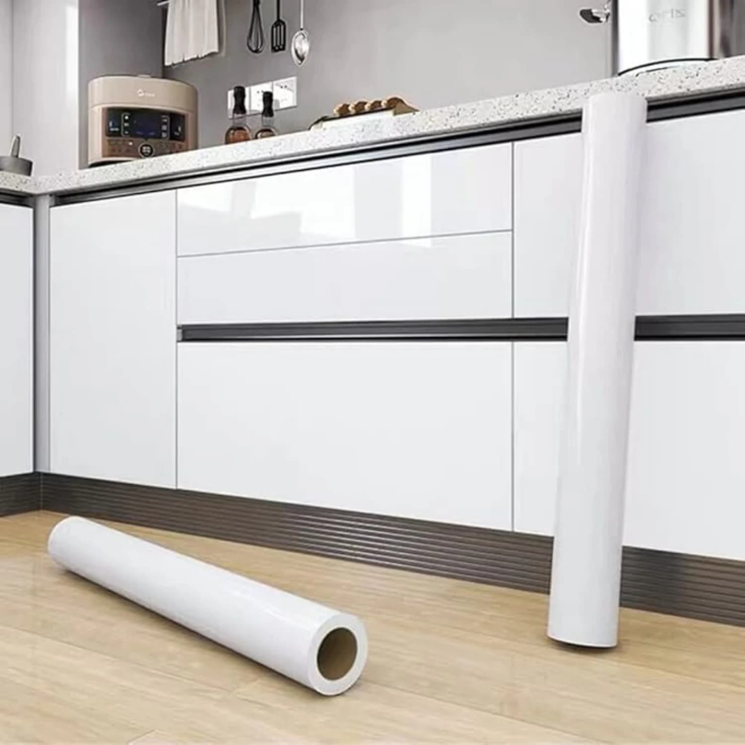 Adesivi murali in PVC lucido semplice da 55 cm di larghezza Pellicola di perle impermeabile autoadesiva per la ristrutturazione di mobili da cucina, guardaroba, camera fai da te