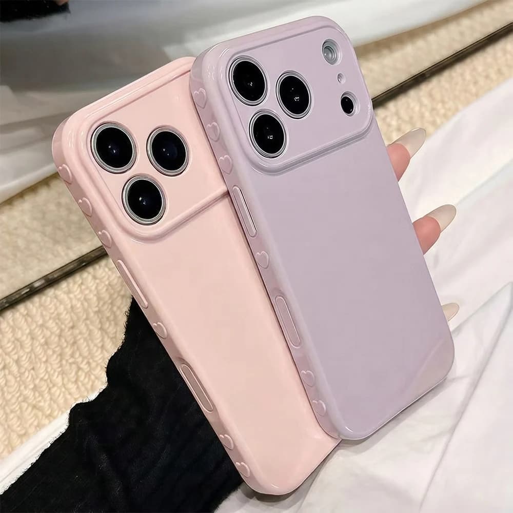 Luxury Candy Color Camera Protection Phone Case For iPhone 17 Pro Max 16 15 14 13 12 11 17Pro Love Heart Shockproof Bumper Cover
