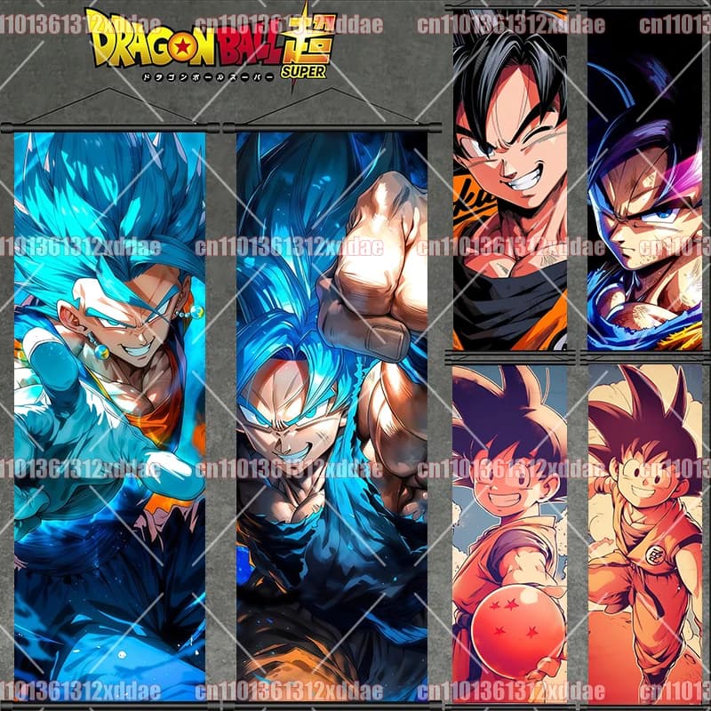 Dragon Ball Scroll Painting HD Retro Poster Goku Vegeta Chichi Krillin Piccolo Gohan Trunks Studio Background Wall Painting Gift