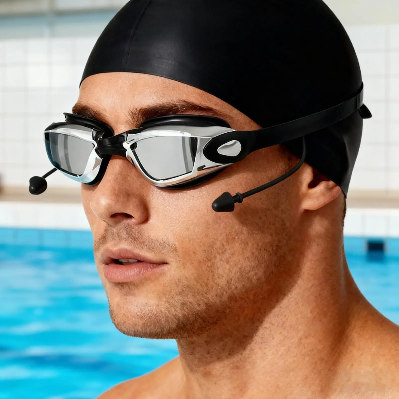 Swimwear Anti-snatch Waterproof Swimming Accessories Electrolytic Swimming Pools Hats Set for Women Men Beginners Snorkeling