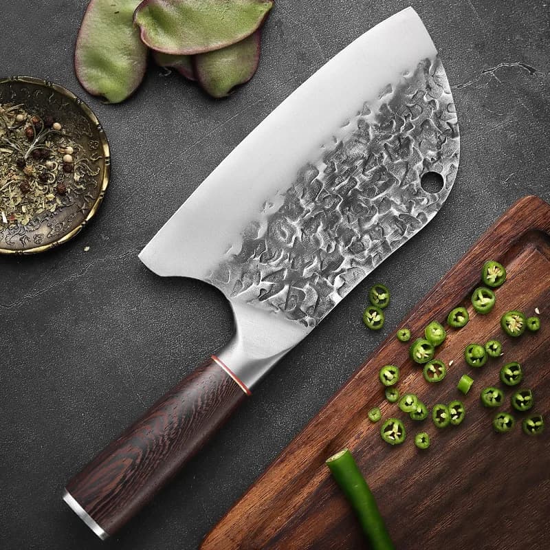 XITUO Coltello da macellaio da chef Coltello da cucina in acciaio ad alto tenore di carbonio Utensile da taglio Mannaia Tritare la carne Affettatrice di verdure Coltello per ossa