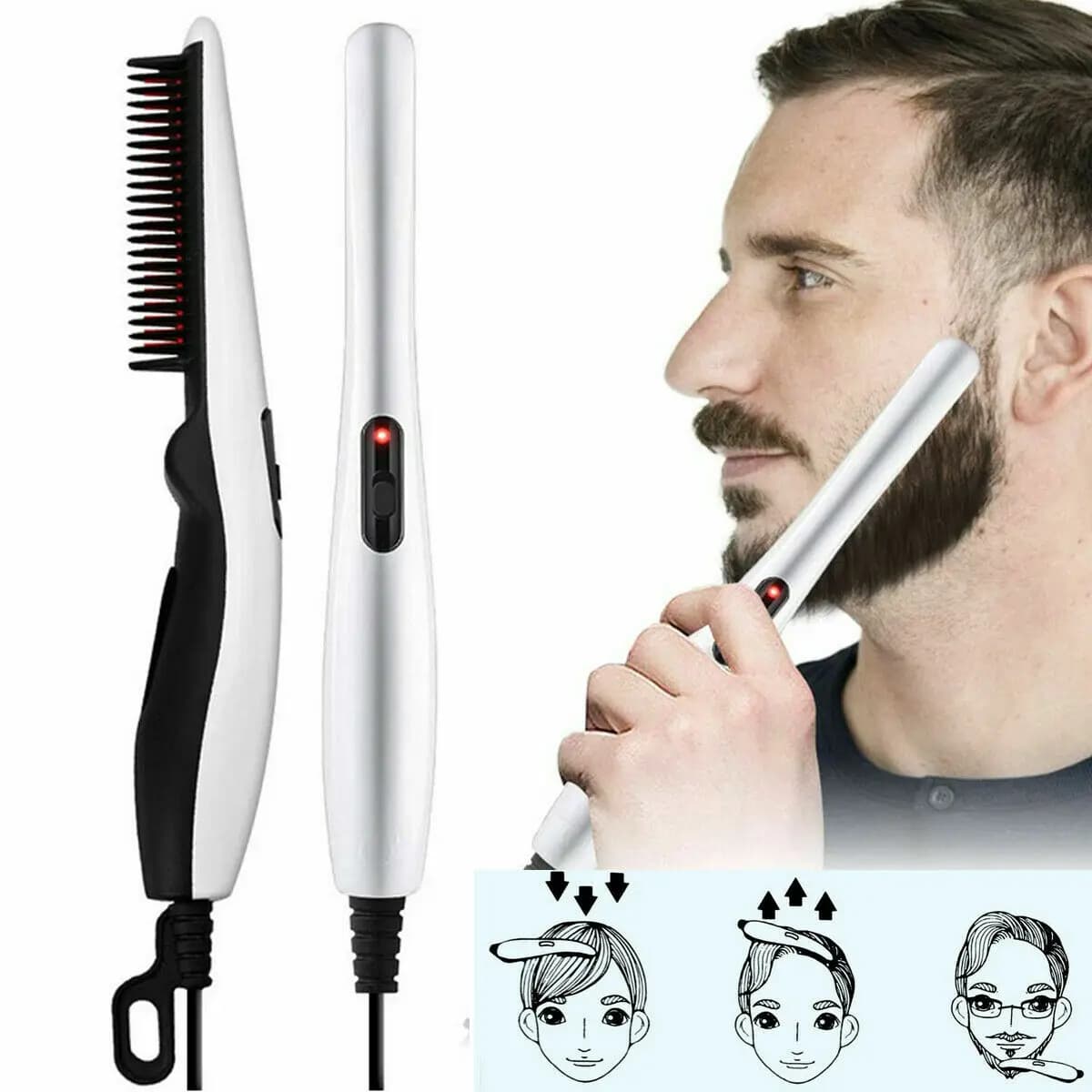 Negative ion hair stretcher comb, heating comb, men's beard brush
