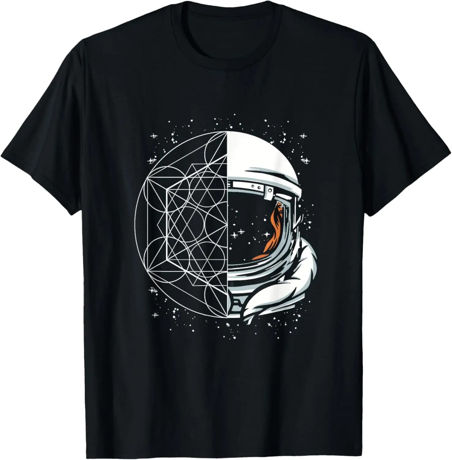 T-shirt con motivo geometrico a forma di mandala combinato con spazi vuoti, abbigliamento streetwear, regali per uomo, vestiti vintage