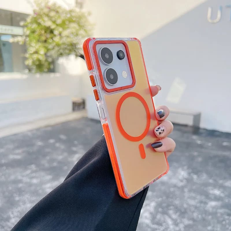 Custodia per telefono MagSafe con lente in metallo di lusso per Xiaomi 14T 14TPro Redmi 13 14C NoTe13 14Pro ProPlus Cover per ricarica wireless Discolor