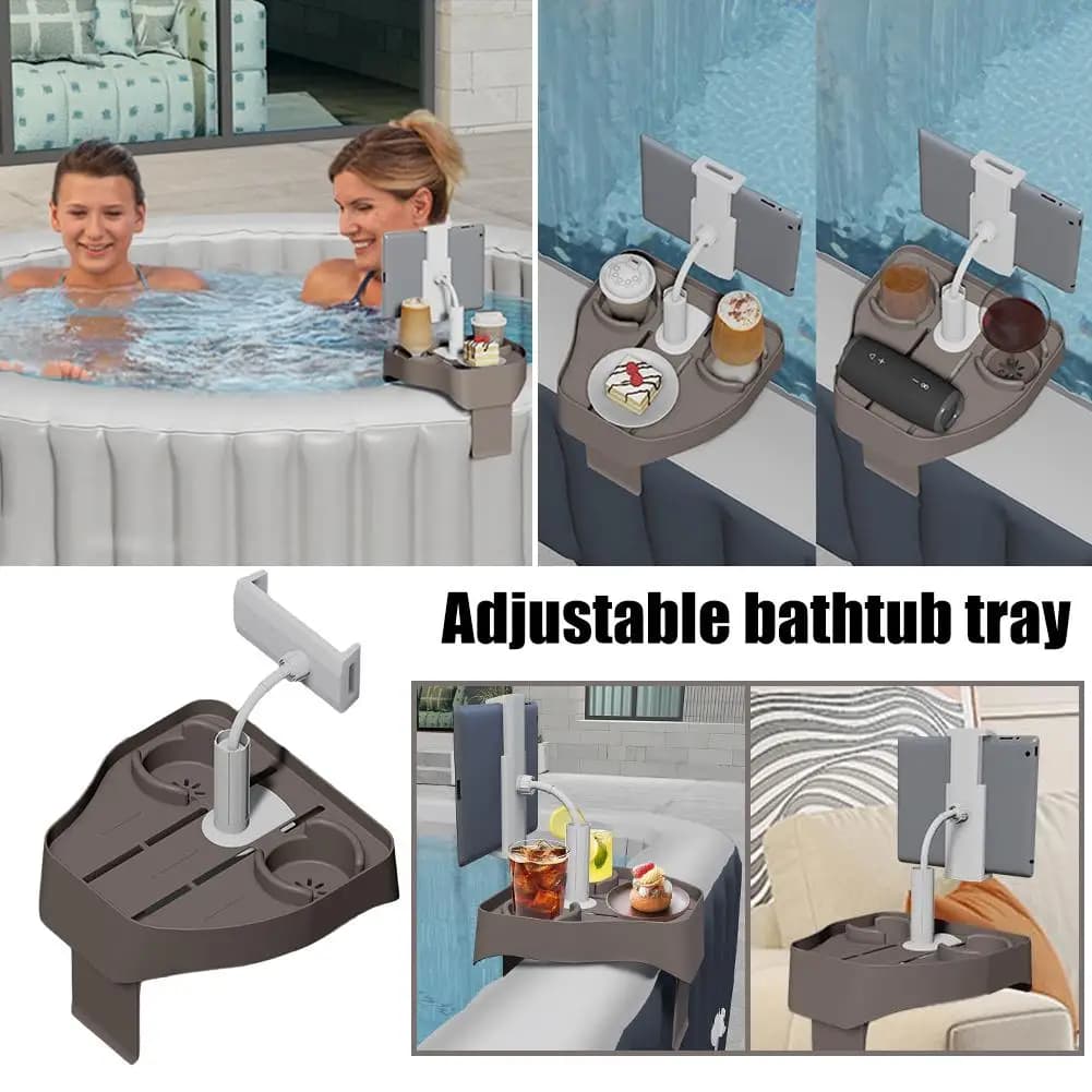 Vassoio regolabile per vasca idromassaggio con portabicchieri Supporto per telefono per la maggior parte delle piscine gonfiabili Spas Accessori essenziali per adulti