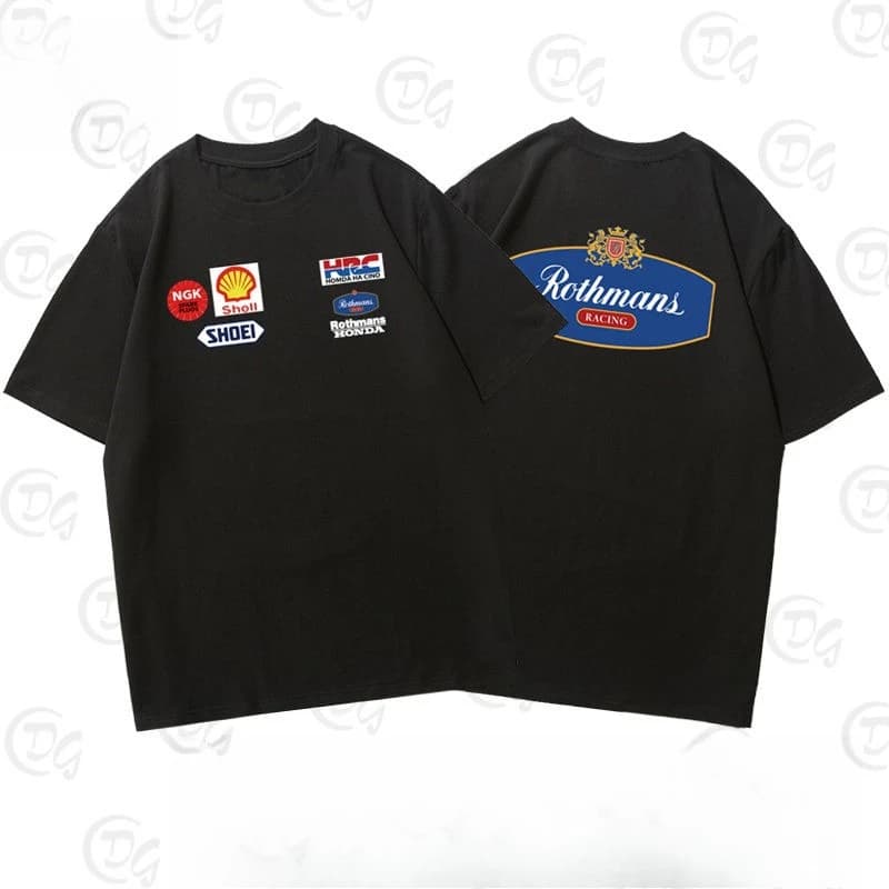 Honda casual sporty loose-hem shirt Hasegawa Rockfman NSR motorcycle riding short-sleeve T-shirt for men