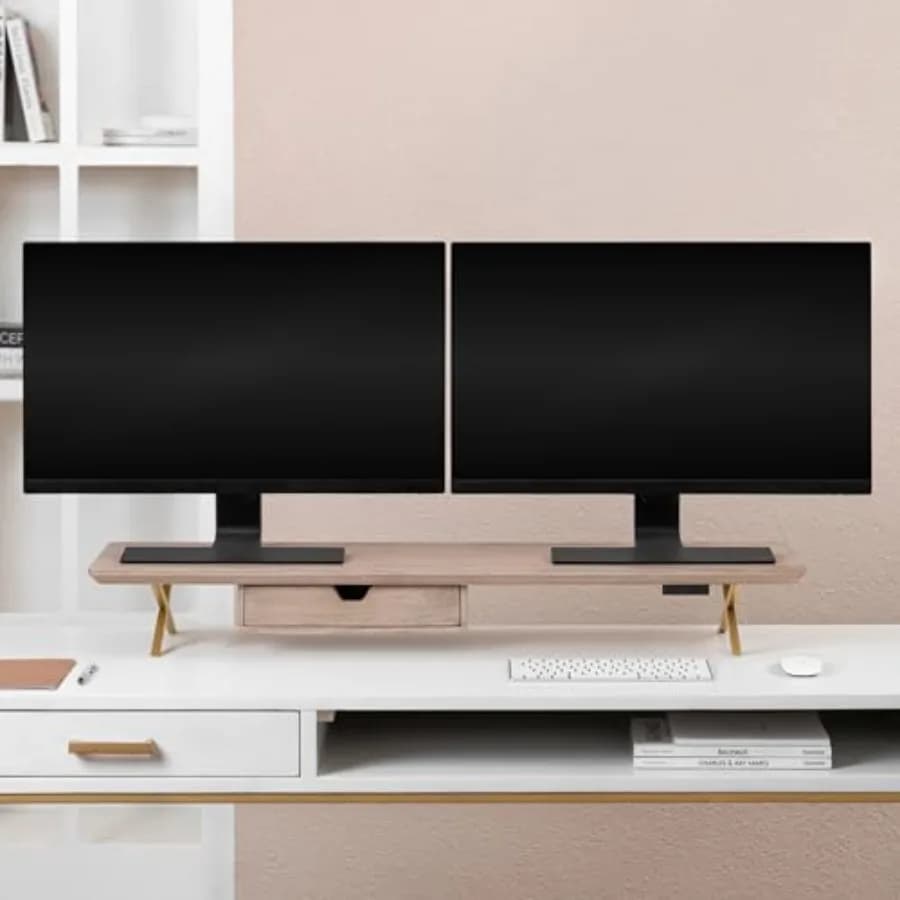 Supporto per Monitor - Organizzatore da Scrivania, Rialzo Ergonomico per Laptop, Supporto Salvaspazio per Monitor, Costruzione Resistente