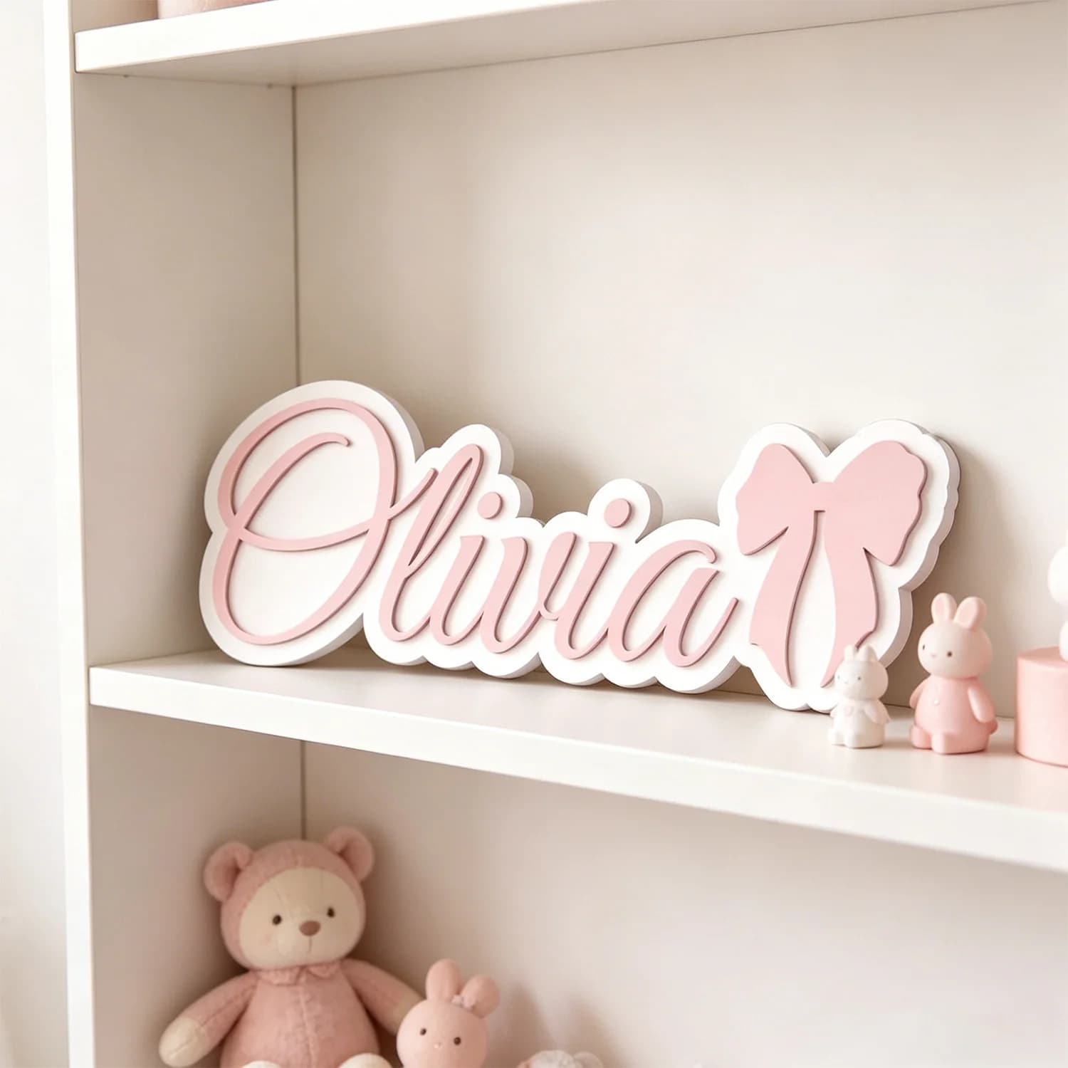 1pc Double-layer Wooden Surname Brand, Customizable Content, Wall Decoration, Baby Room Decoration, Multi Scene Decoration Gift