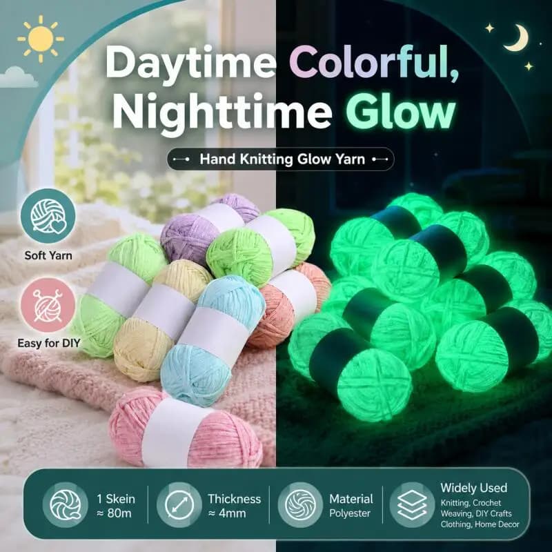 1~2roll Luminous Chunky Yarn Polyester Hand Knitted Glow in the Dark Knitting Wool DIY Handmade Weave For Cardigan Scarf Hats