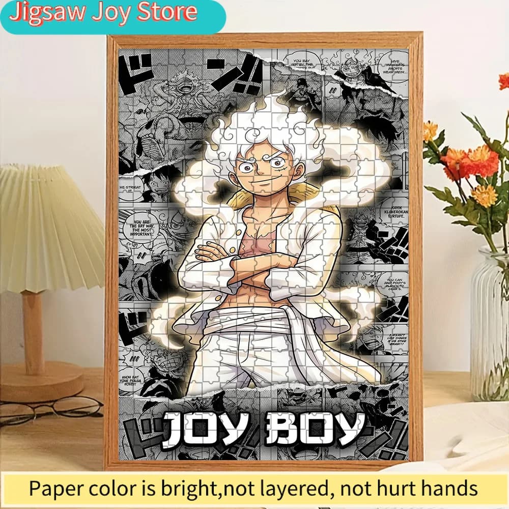 Puzzle di Carta con Sfondo Artistico Manga One Piece Monkey D. Luffy Gear 5 Sun God Nika Joy Boy, Anime Pirata in Forma Divina