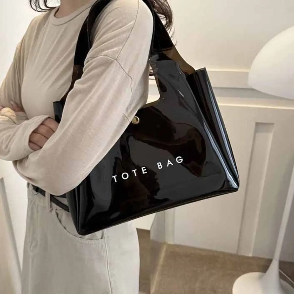 Borsa Semplice Trasparente in PVC, Borsa Tote, Borsa da Spiaggia, Borsa a Tracolla Estiva in Gelatina, Borsa a Tracolla con Lettere, per Esterni