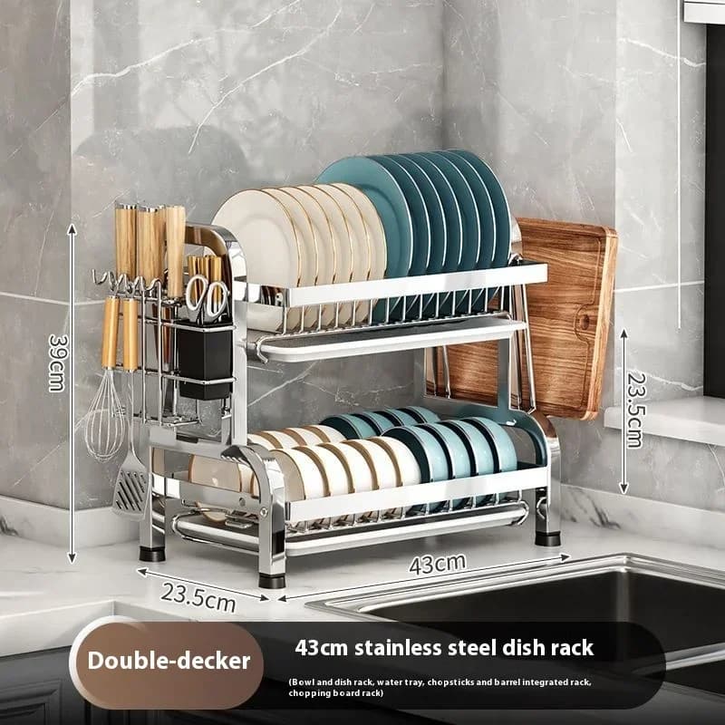 dish drying rack,Multifunctional cutlery holder with drain tray,cutlery holder,cutting board rack,Kitchen supplies storage rack