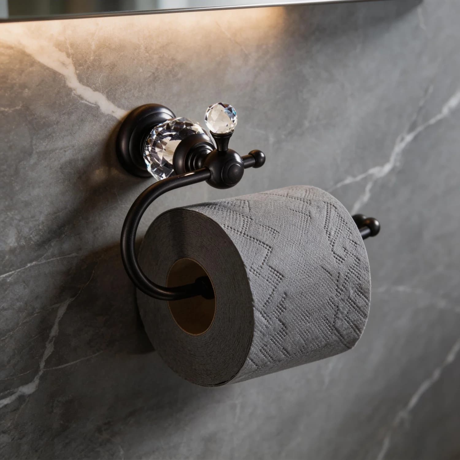 Portarotolo per carta igienica da bagno, nero, oro, cromato con cristalli