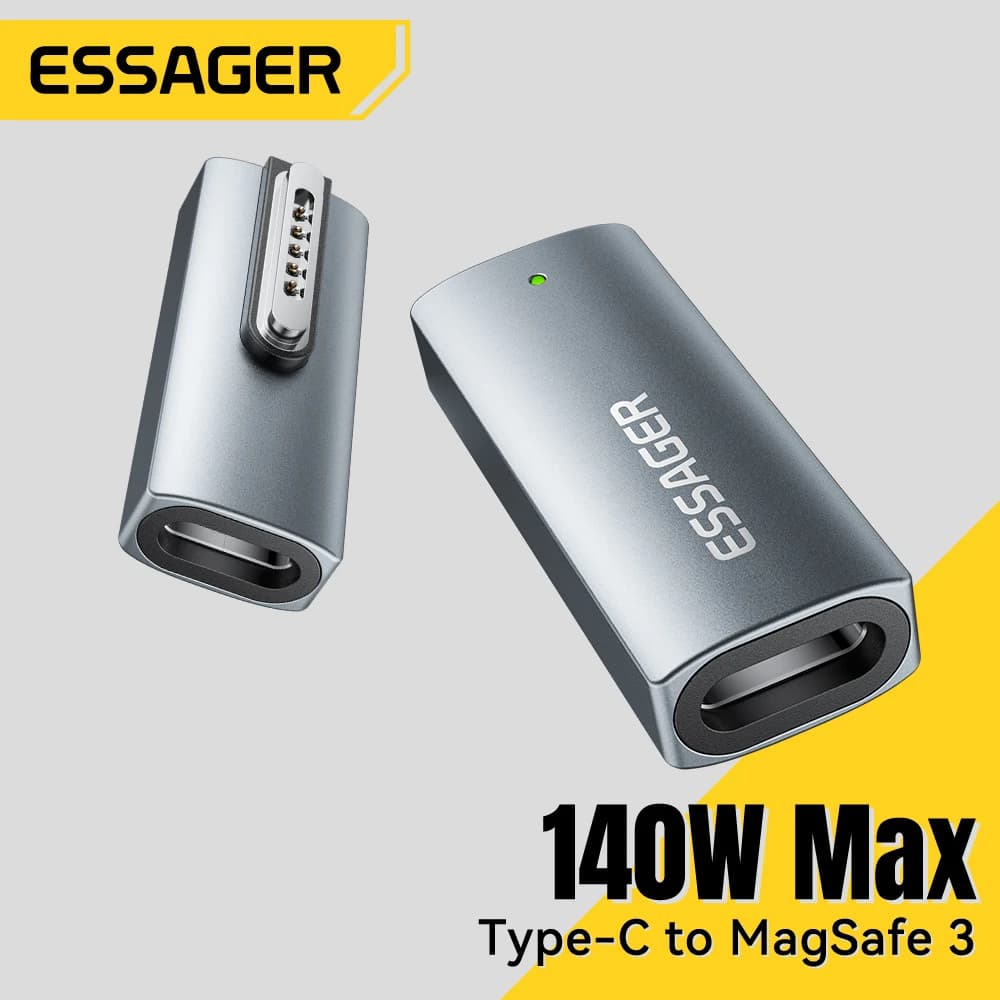 Adattatore magnetico PD Essager da tipo C a Magsafe 3 per Apple MacBook Air/Pro 2021-2023 Convertitore da 140 W con spina di ricarica rapida USB C